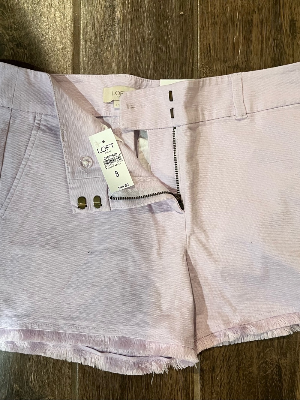 LOFT Lilac Frayed Hem Jean Shorts